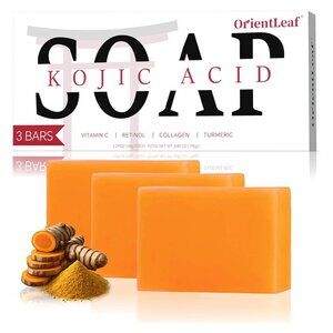 Kojic Acid Soap, Turmeric Soap Bar for Dark Spots, Fresh Citurs Scent (3 PACK)